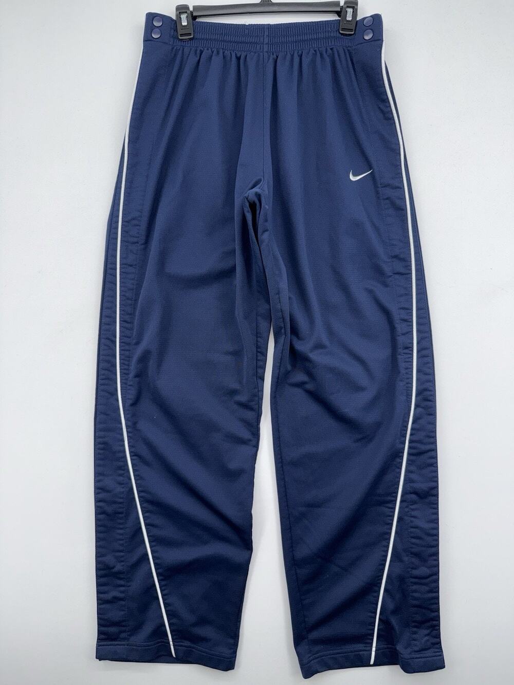 Vintage Y2K Nike Mens XL Blue Mesh Lined Windbreaker Track Pants Baggy Striped